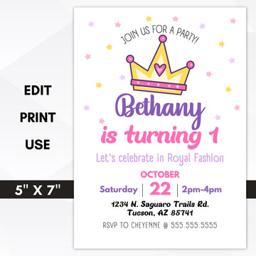 birthday invitation princess